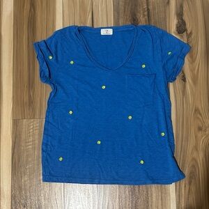 T.La Vibrant Blue T-Shirt with cute lemons and pocket